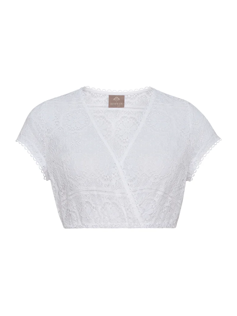 Feine Spitzen-Dirndlbluse mit tiefem V-Ausschnitt