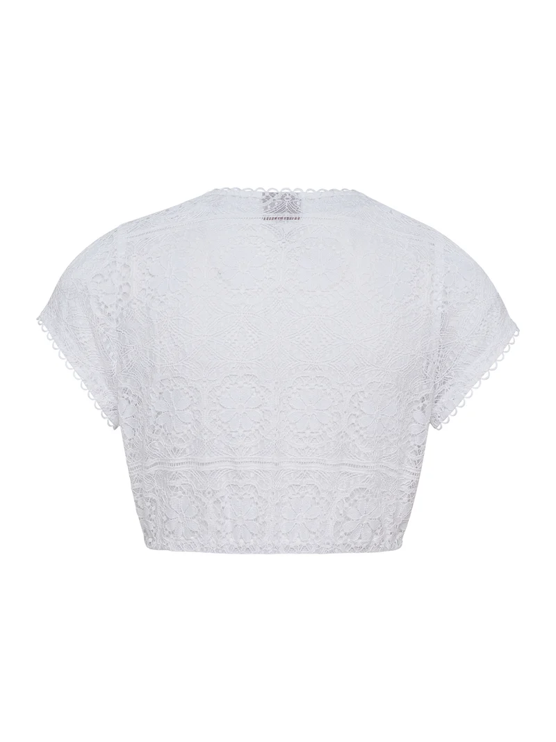Feine Spitzen-Dirndlbluse mit tiefem V-Ausschnitt