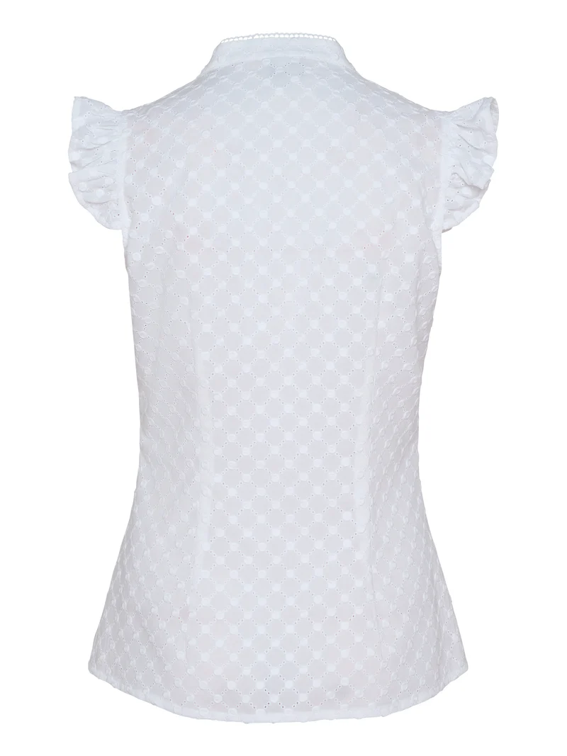 Sommerbluse aus bestickter Baumwolle mit Lochmuste