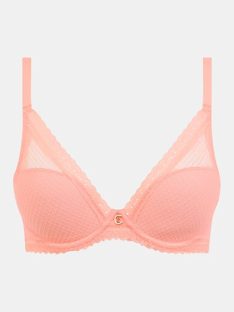 Chantelle – Romance Plunge T-Shirt-BH, Fluorrosa