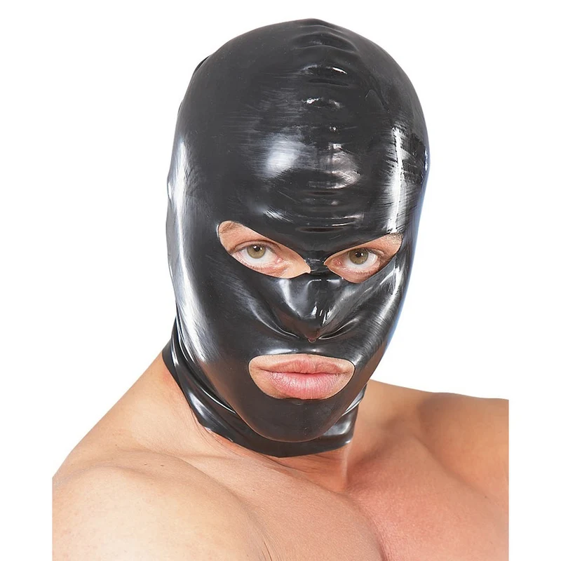 Latex Kopfmaske schwarz mit Nasenlöcher "Cooper"