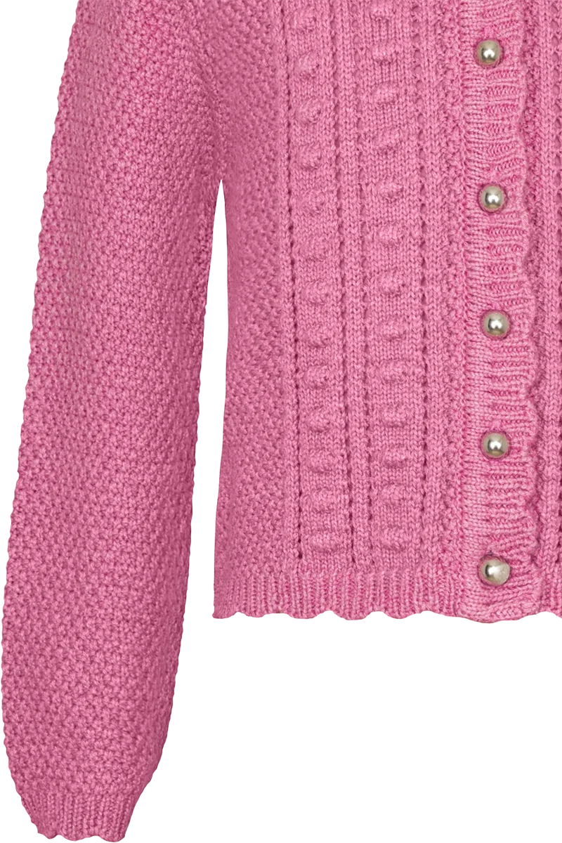 Kinder Trachten-Strickjacke mit Baumwolle - himbeere