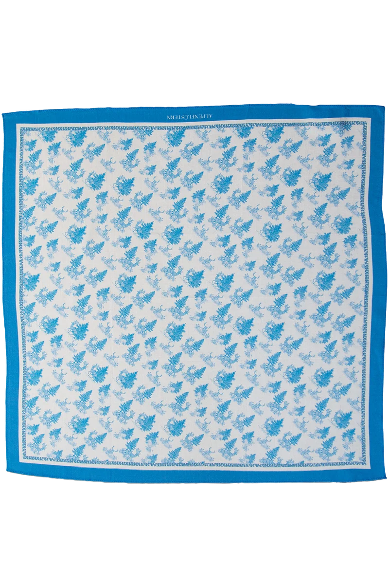 Damen Trachten-Nickituch mit Wald und Hirschen - hellblau