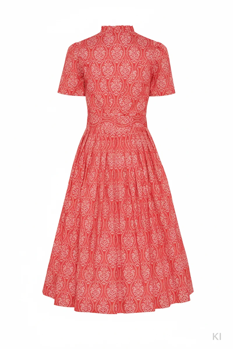 Bedrucktes Kleid mit V-Ausschnitt & Gürtel