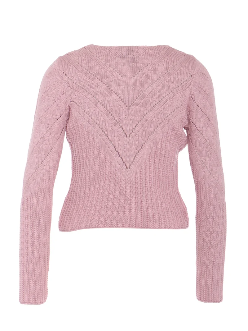 Hochgeschlossene Strickjacke mit Ajourmuster