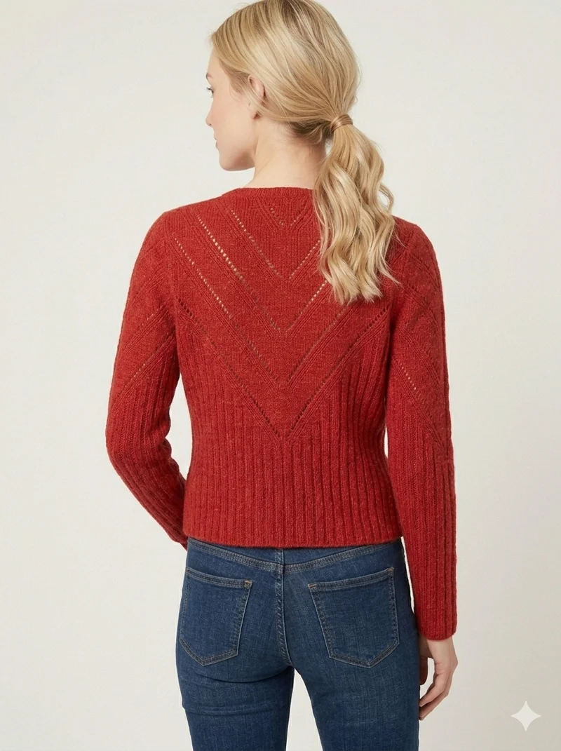 Hochgeschlossene Strickjacke mit Ajourmuster