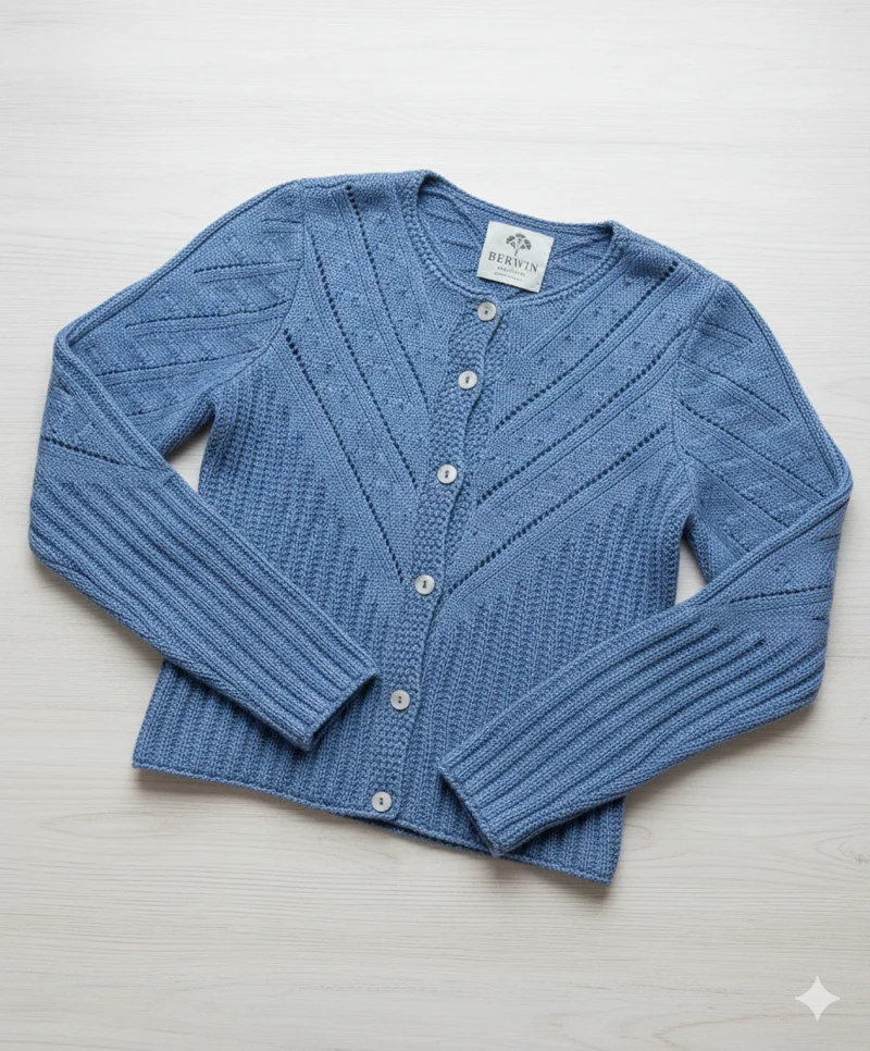 Hochgeschlossene Strickjacke mit Ajourmuster