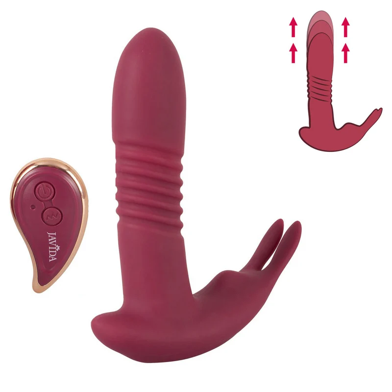 Stoßvibrator kombiniert mit Klitorisvibrator und 5 Meter Fernbedienung