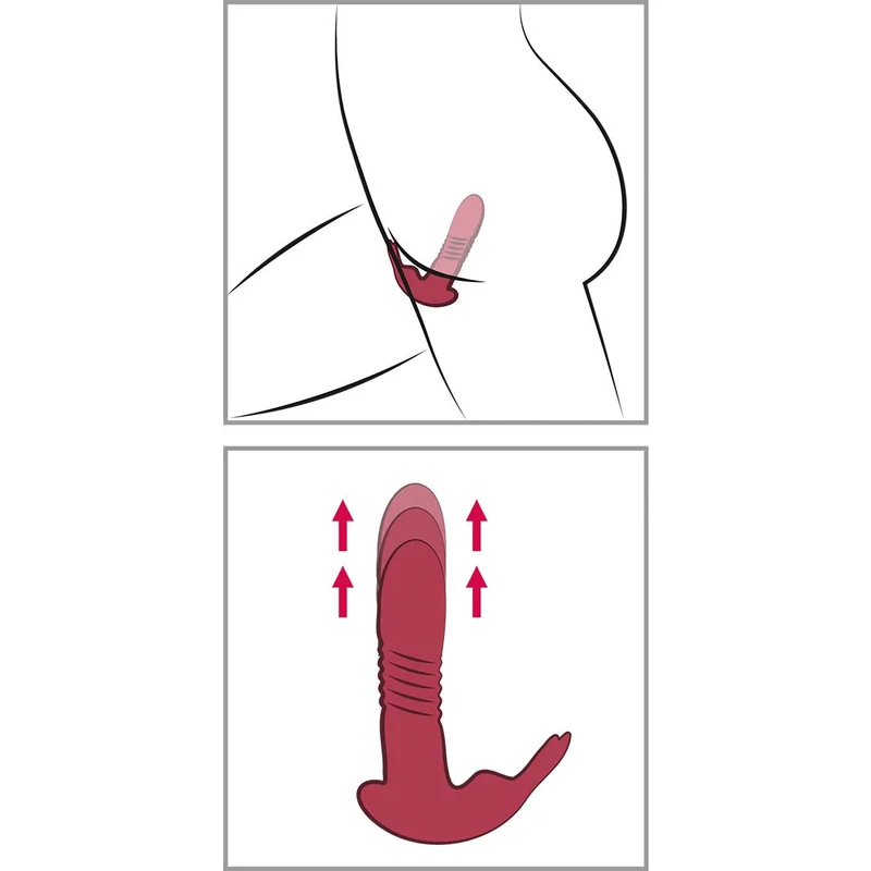 Stoßvibrator kombiniert mit Klitorisvibrator und 5 Meter Fernbedienung