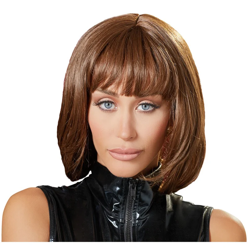 Perücke Bob kinnlang braun - Pony individuell kürzbar - 28cm