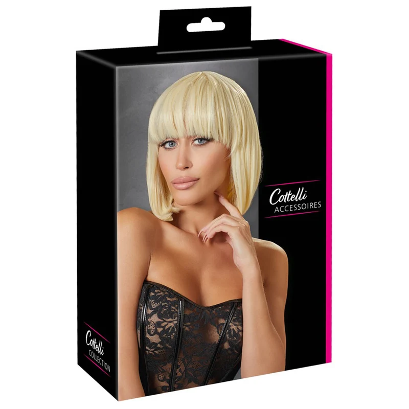 Perücke Bob Blond mit Pony kürzbar und verstellbar - 28cm
