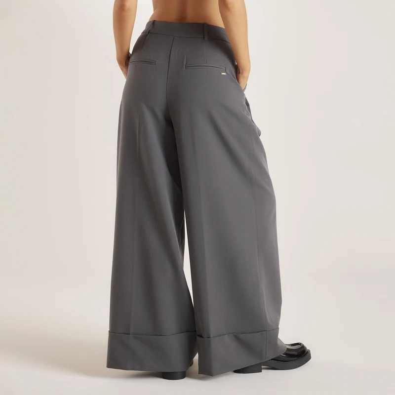 Tailored-Aufschlaghose - Anthrazit
