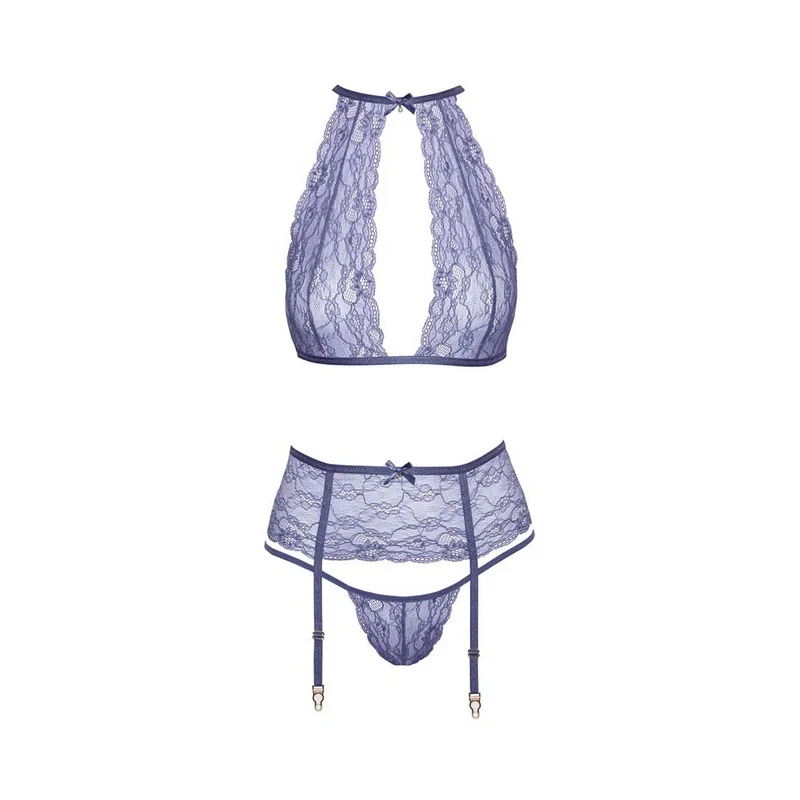 Elegantes Straps-Set S-XL mit Spitze in zartem Lavendel "Carletta"
