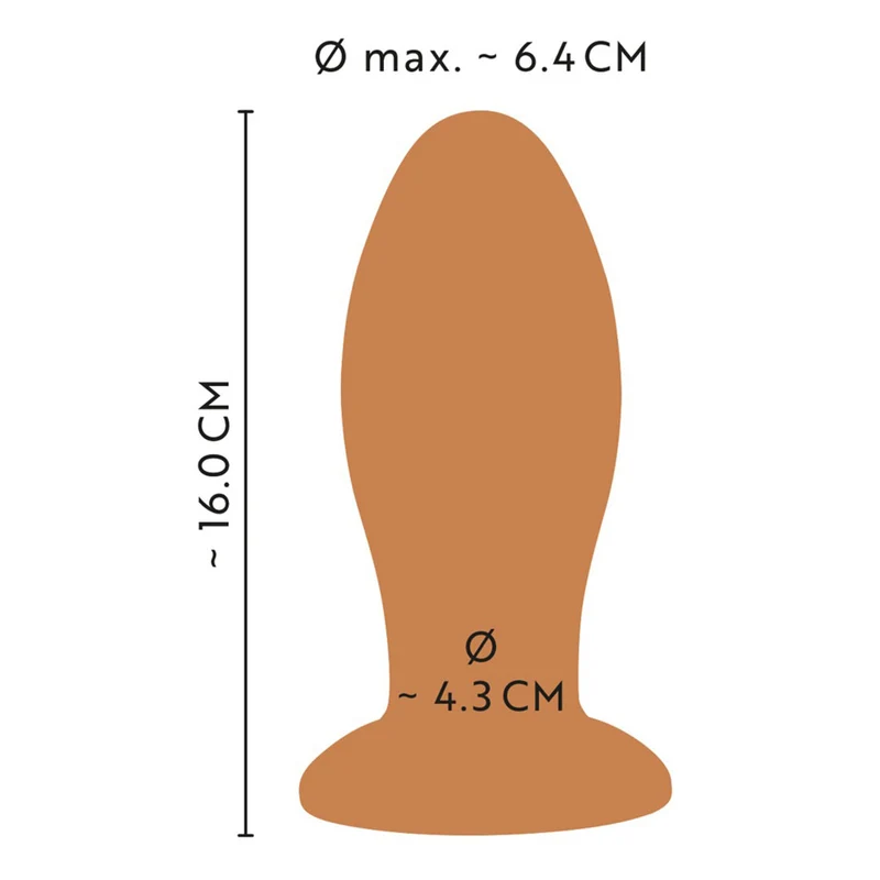 XL Analplug mit Saugfuß nahtlos aus porenfreiem Silikon - 16cm