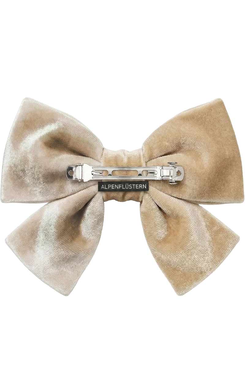 Damen Haarspange mit Samtschleife und Herz - braun