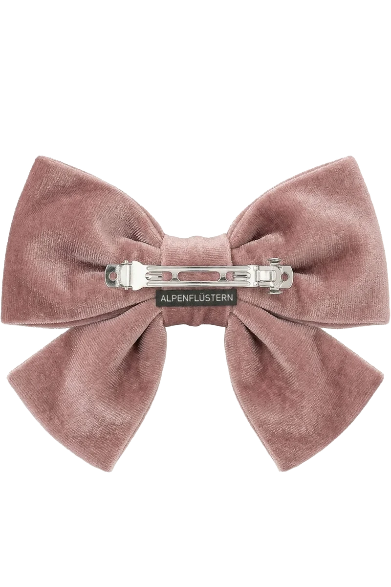 Damen Haarspange mit Samtschleife und Herz - puderrosa