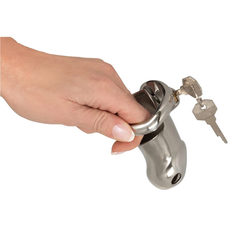 Keuschheitskäfig mit Hodenring und Schloß aus Edelstahl