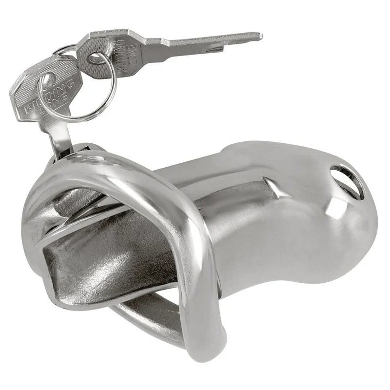 Keuschheitskäfig mit Hodenring und Schloß aus Edelstahl