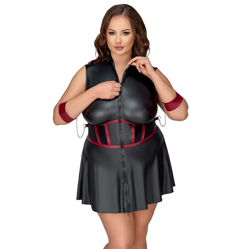 Minikleid mit Reißverschluss + 2 Fesseln und Augenmaske "Alexia"