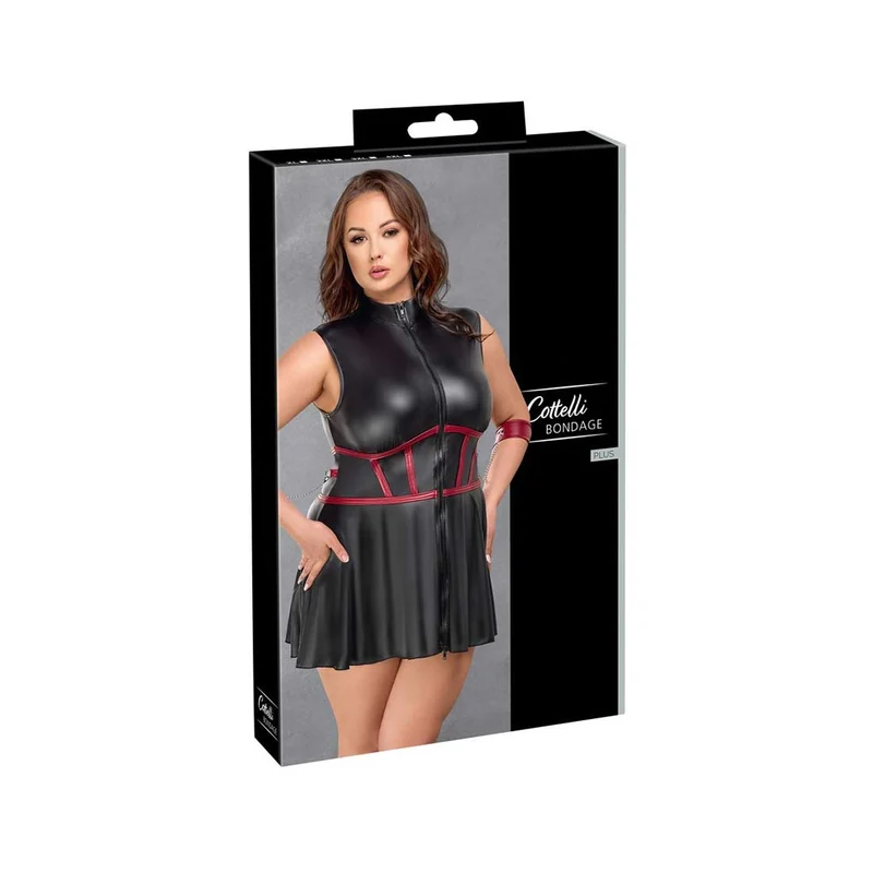 Minikleid mit Reißverschluss + 2 Fesseln und Augenmaske "Alexia"