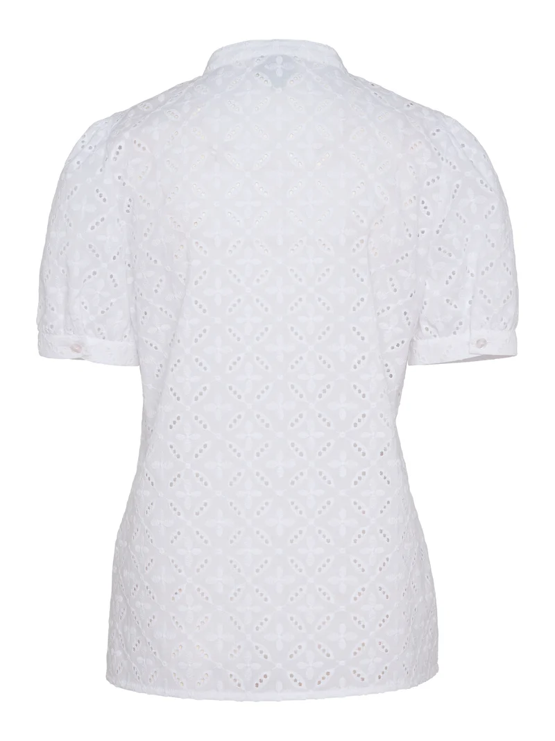 Komplett bestickte Bluse mit aufgesetzter Spitze