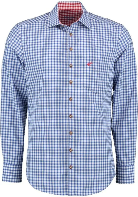 Trachtenhemd Loras blau langarm