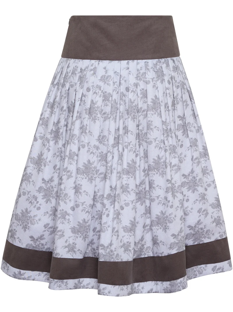 Passenrock mit floralem Muster und Corddetail