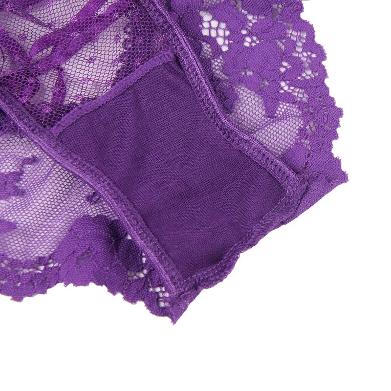 Lila High-Waist-Spitzenhöschen – Verstellbare Träger & Baumwollzwickel