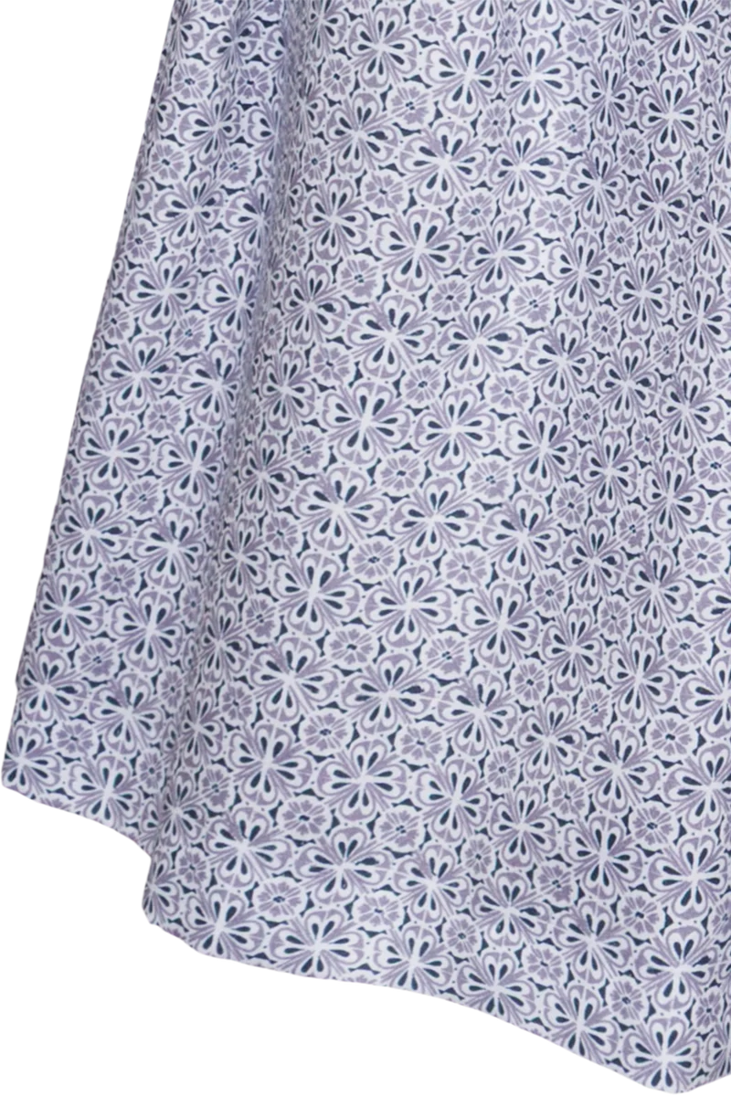 Langes Baumwolldirndl mit Streublumenmuster - blau gemustert