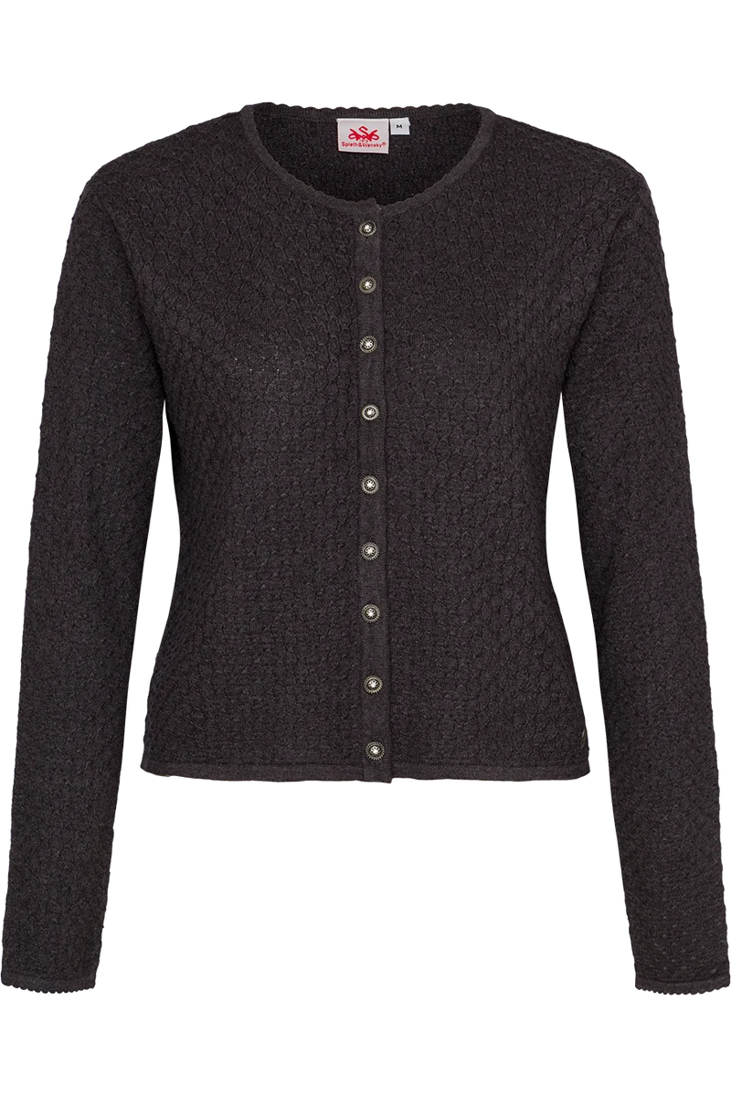 Dirndljacke traditionell mit Rundhalsausschnitt - anthrazit