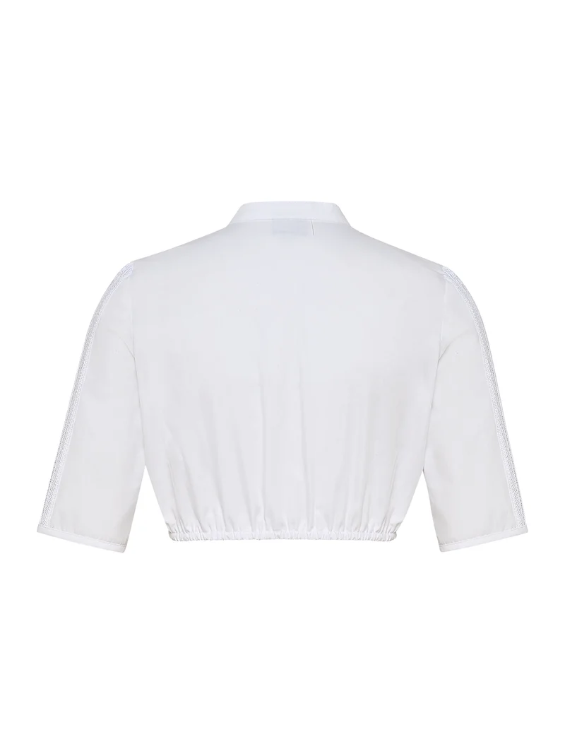 Edle Dirndlbluse mit Stehkragen und Spitzenbesatz
