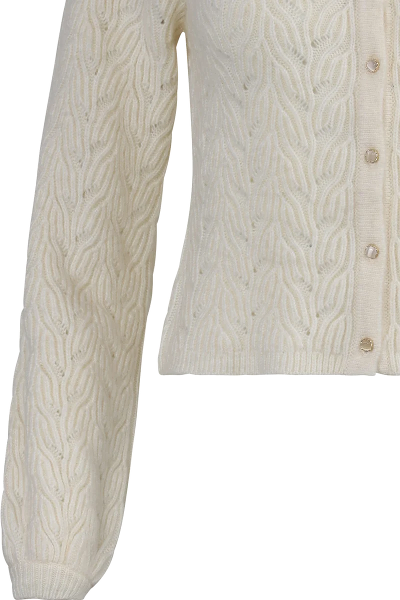 Damen Trachtenjacke mit Strickmuster und weiten Ärmeln - seidenweiß