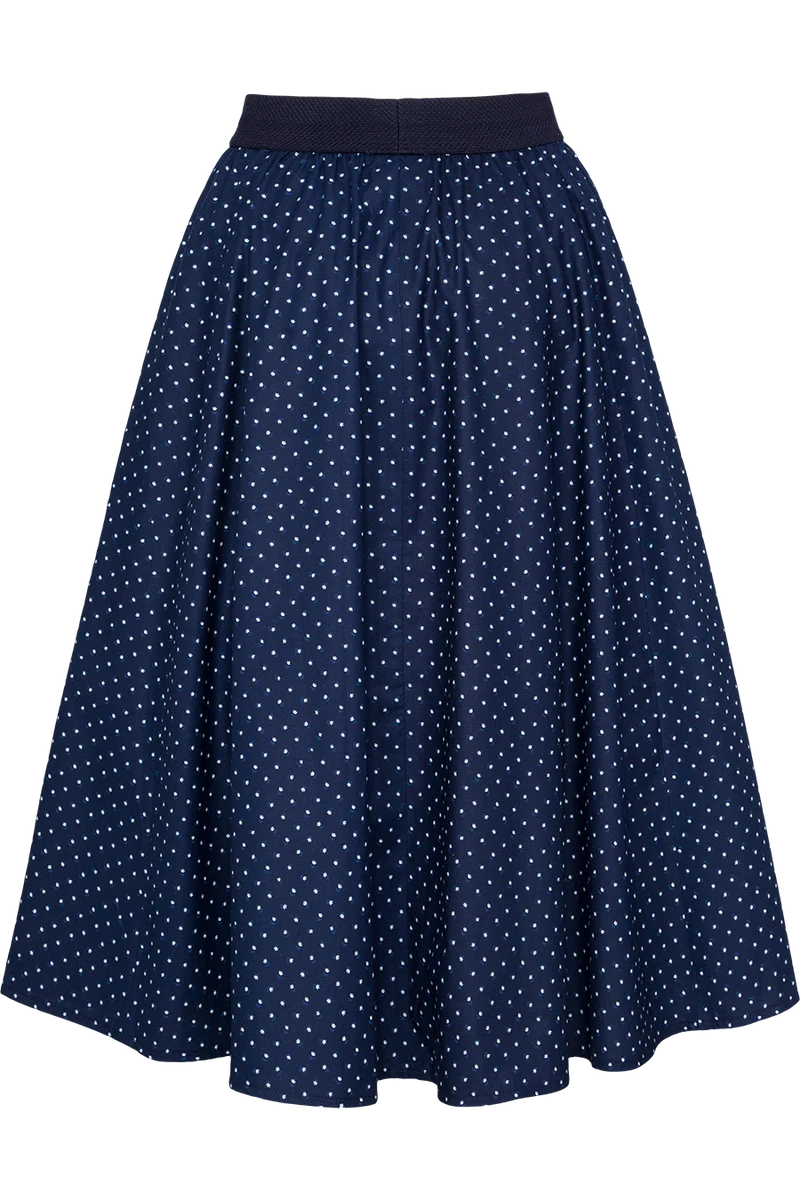 Langer Damen Baumwollrock mit Gummibund - marine