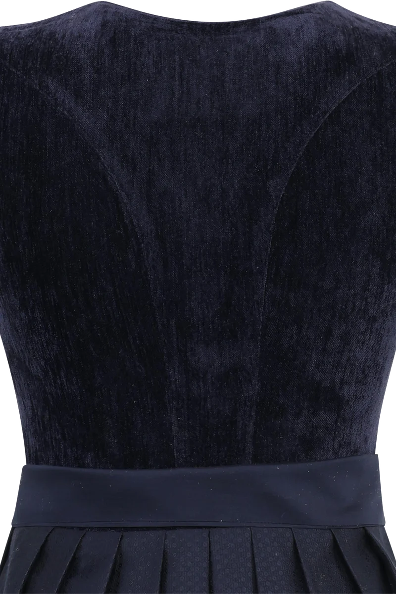 Midi-Samtdirndl mit abnehmbaren Flügelärmeln Hochwinkel 70cm - midnight