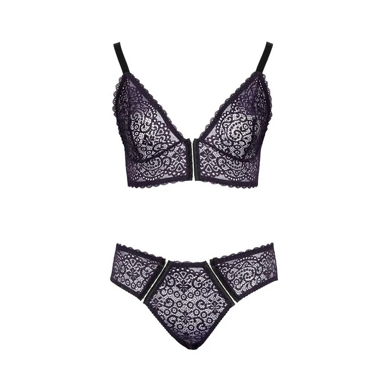 Spitzen BH Set lila XL - 4XL mit Hakenverschluss vorne "Tina+"