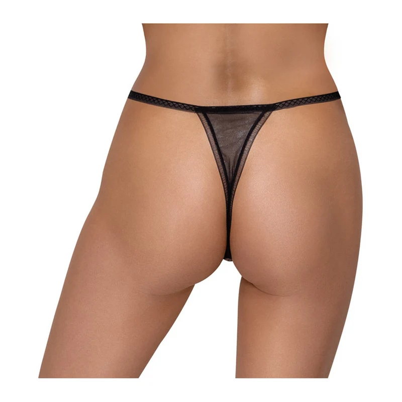 Damen Rio String ouvert S-L mit Strass-Ketten und Perlen "Blume"