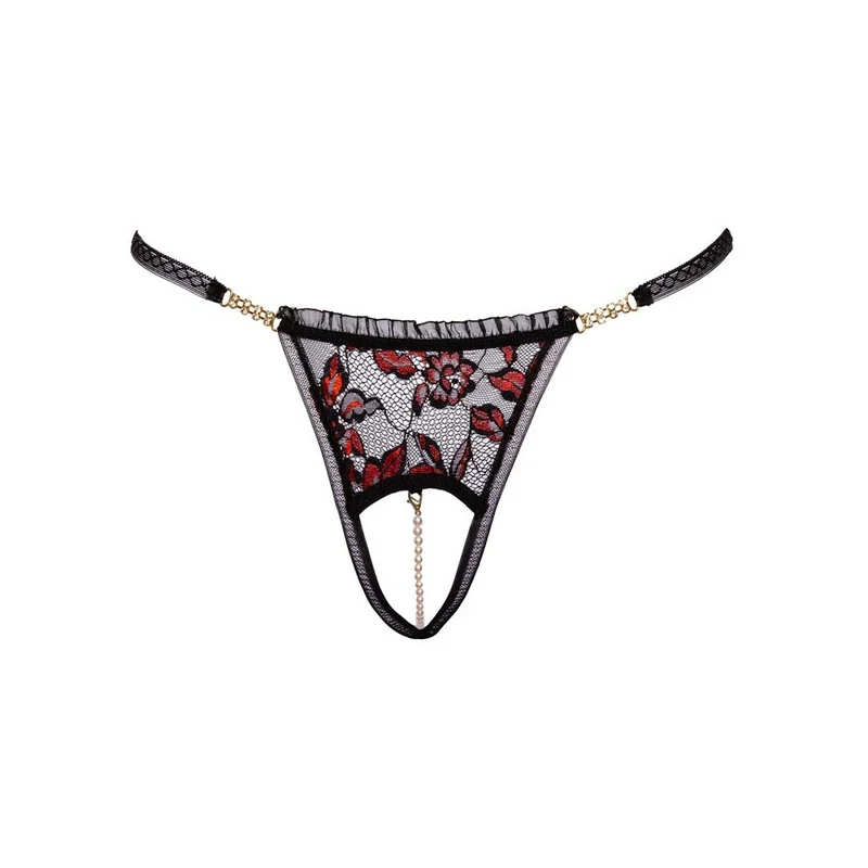 Damen String ouvert S-L mit Strass und Perlenkette im Schritt "Sira"