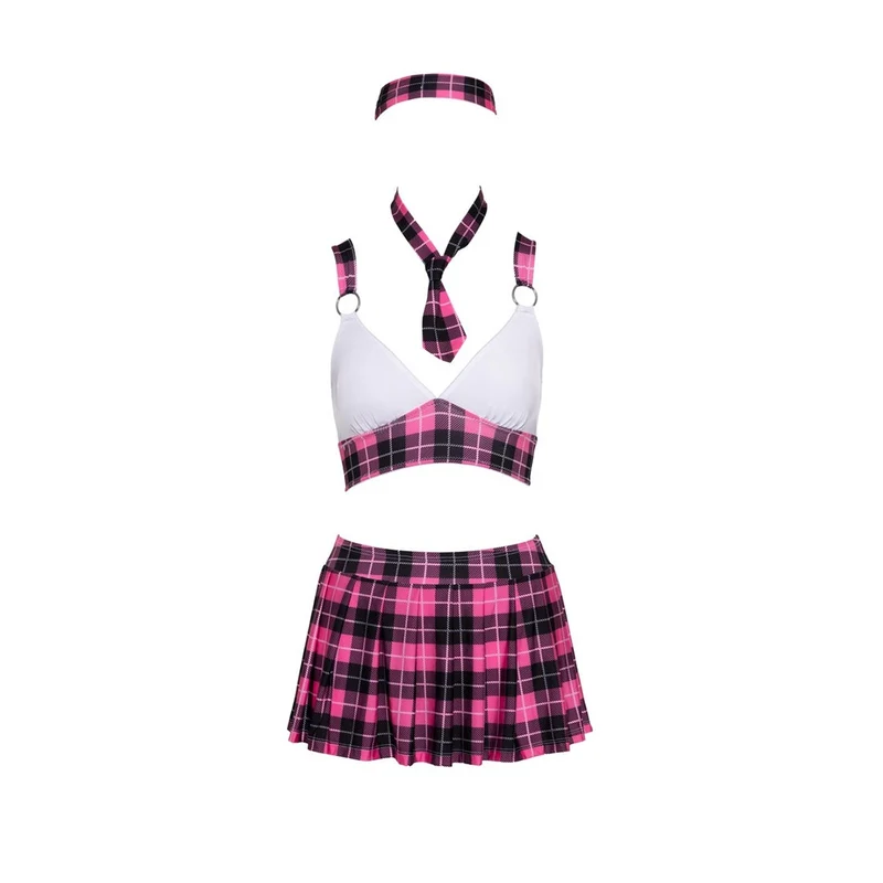 Schulmädchen-Uniform S-XL sexy Kostüm mit Krawatte "Florina"