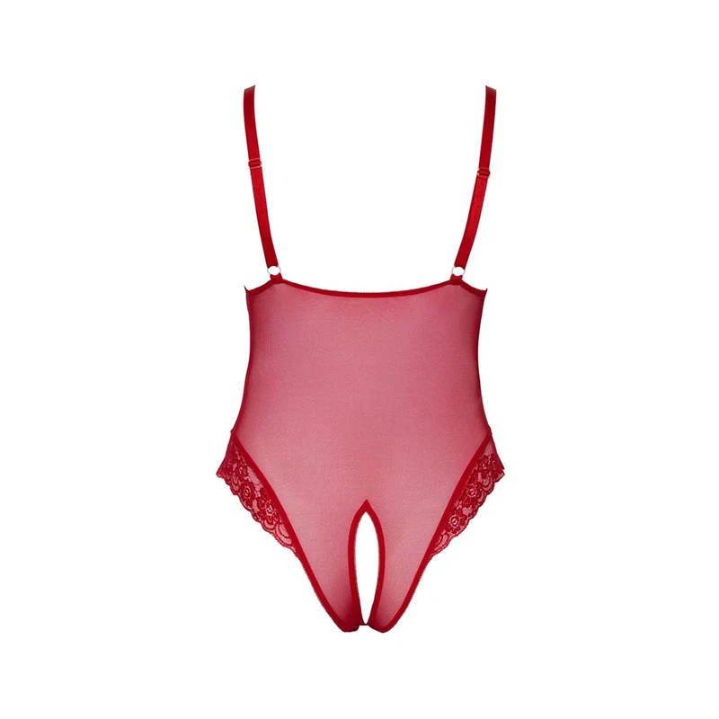 Body ouvert rot XL - 4XL mit Soft-Cups und breiten Trägern "Anette"
