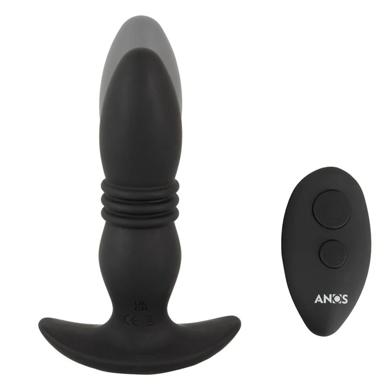 Vibro-Analplug mit kräftiger Stoßfunktion und Fernbedienung - 14,4 cm