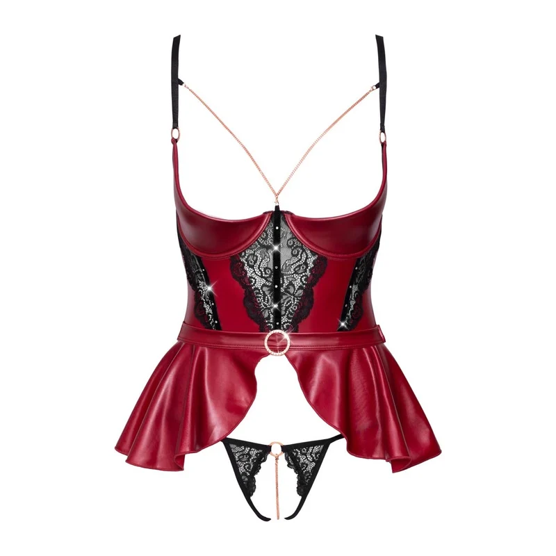 Longline-Hebe BH-Set rot 75B - 85C edler Mattlook mit Strass "Honey"