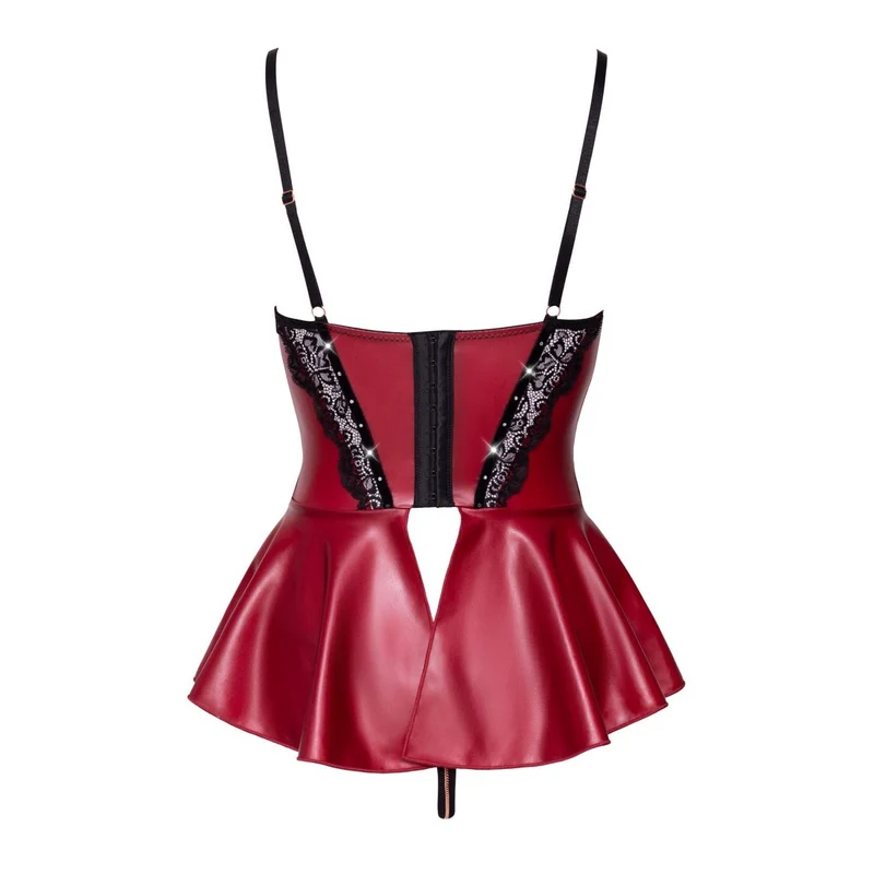 Longline-Hebe BH-Set rot 75B - 85C edler Mattlook mit Strass "Honey"