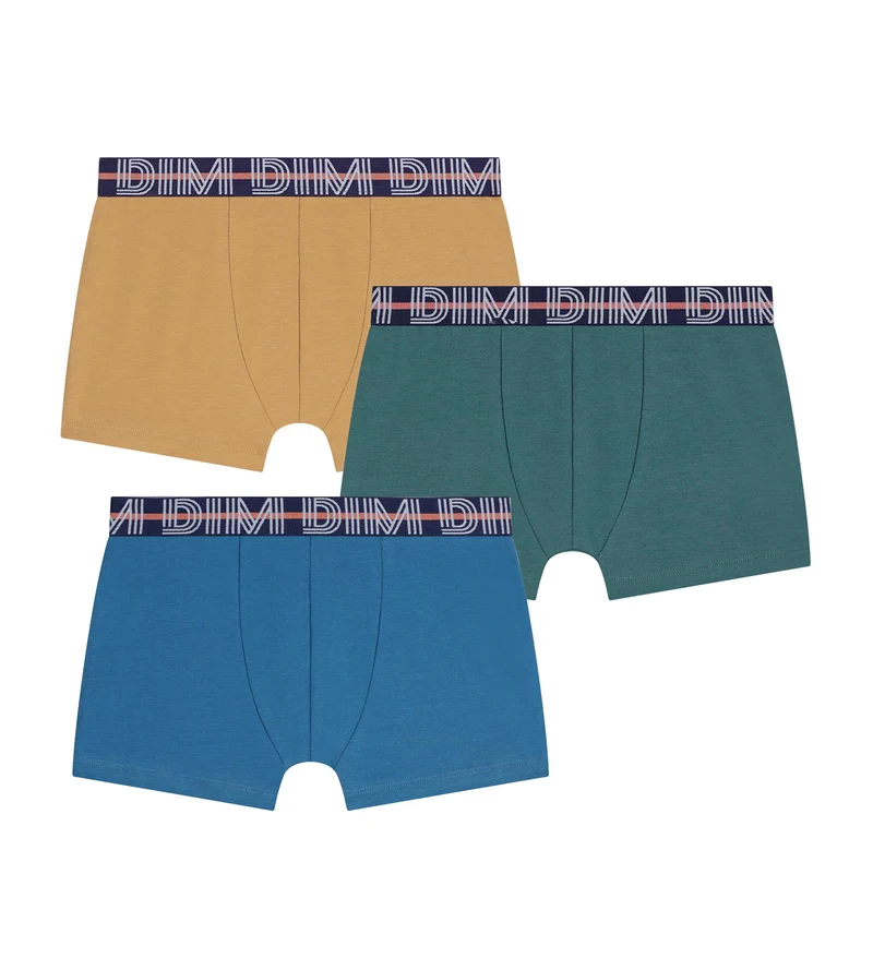 3er-Pack Boxershorts für Jungen Blau Grün Gelb Coton Stretch Kids