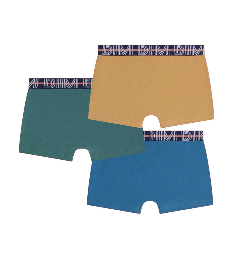 3er-Pack Boxershorts für Jungen Blau Grün Gelb Coton Stretch Kids