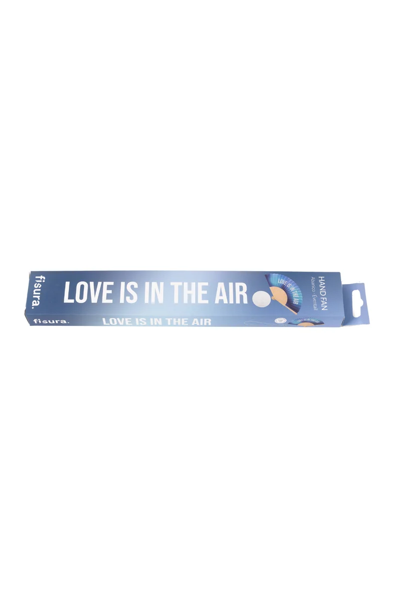 Fächer "love is in the air" - blau - 42,5 × 23 cm