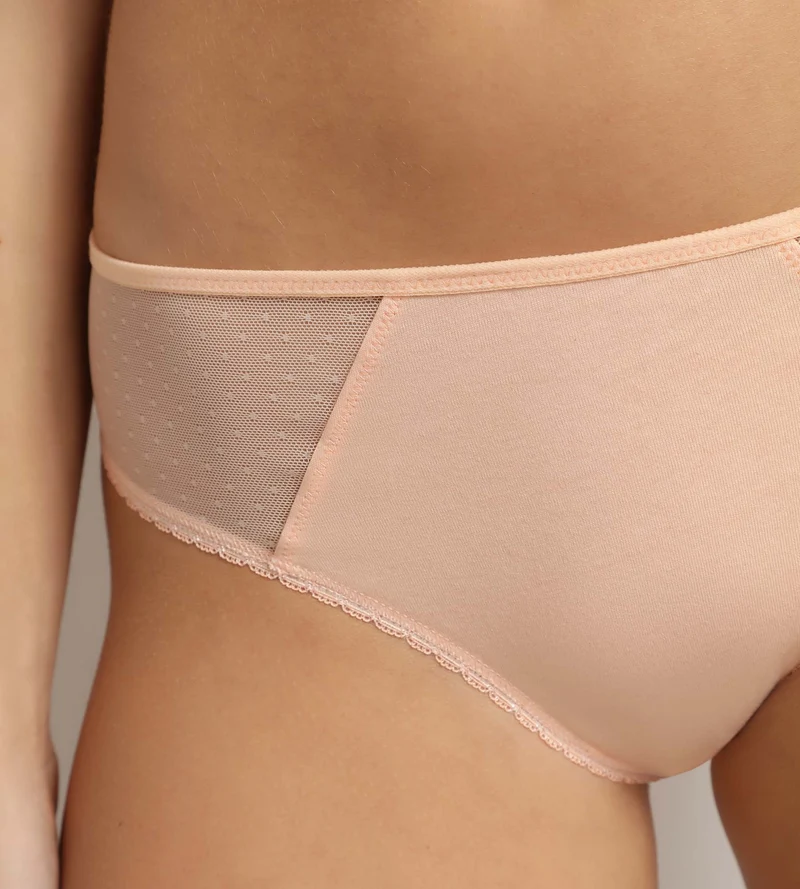 Damenhöschen aus Mikrofaser und Plumetis-Tüll Apricot Generous Coton Bio