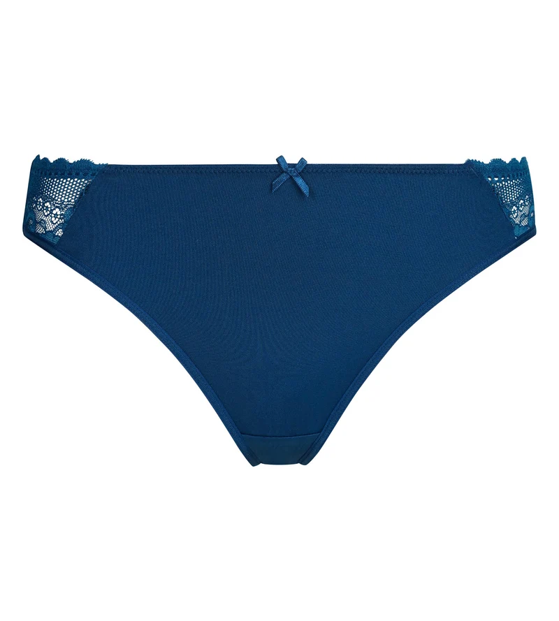 Slip aus Spitze und Netzstoff mit Blumenmuster Bleu Dim Féminine
