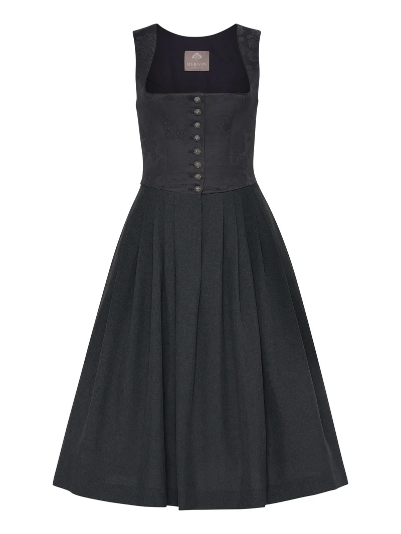 BERWIN Dirndl mit Jacquard-Mieder & Knopfleiste