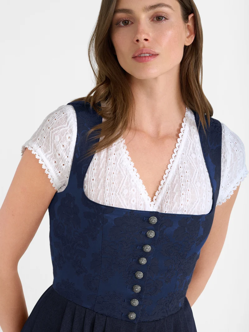 BERWIN Dirndl mit Jacquard-Mieder & Knopfleiste