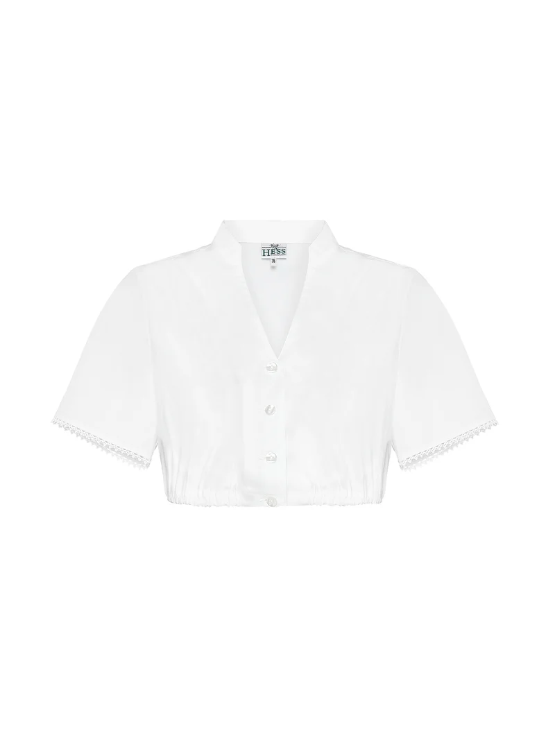 Schlichte Dirndlbluse mit Spitzenabschluss